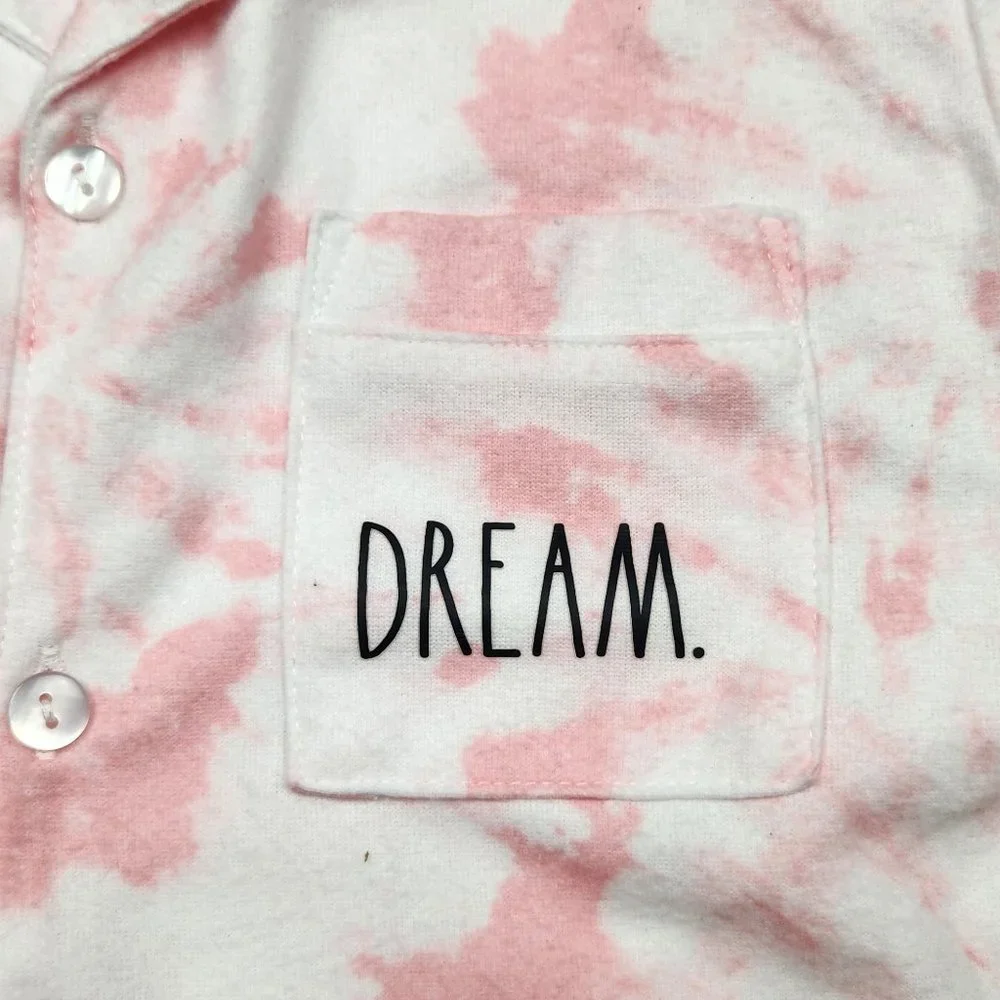 NWT Rae Dunn Pink Tie Dye Dream Long Sleeve Pajama Shirt sz Girl's M 7/8